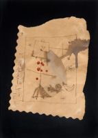 P27MIRO Dessin surréaliste sur une nappe